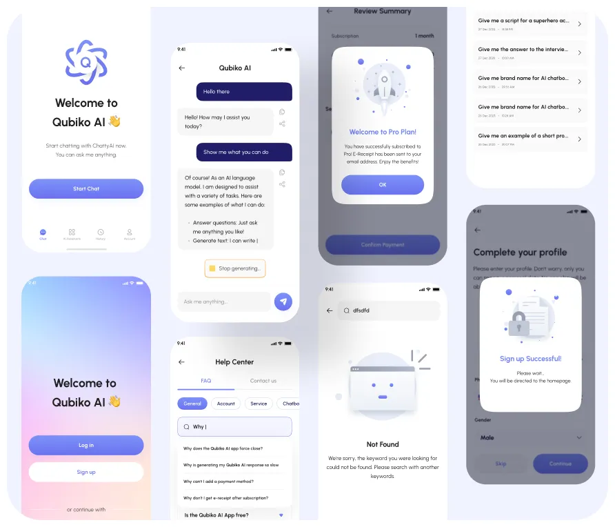 QubikoAI- AI Chatbot App UI Design_result