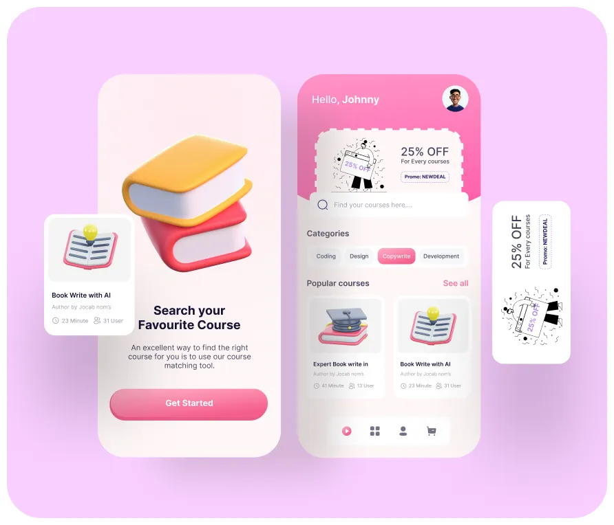 eLearning Platform App UI Design with 3D Mockup_result