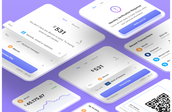 Cryptocurrency SaaS UI components Isometric Design